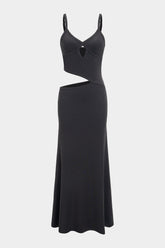 Cut Out V-Neck Patchwork Sleeveless Slip Maxi Dress