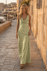 Satin Bodycon Backless Fish Maxi Dress