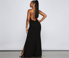 Amelie Formal High Charming Slit Crepe Dress S.o. Long Dresses