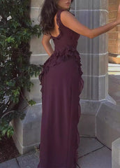 Elara - Ruffled High-Slit Gown