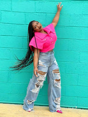 High Waist Graceful Pu Pants Jeans