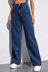 High Waist Slim Straight Leg Jeans