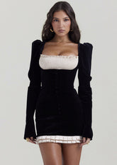 Velvet Corset Mini Dress Vintage-InspiRed Elegance
