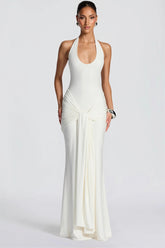 Scoop Neck Paneled Fishtail Maxi Dress