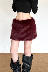 Chic Solid Color Plush Bodycon Skirt