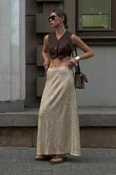 Glitter Sequin A-Line Midi Skirt