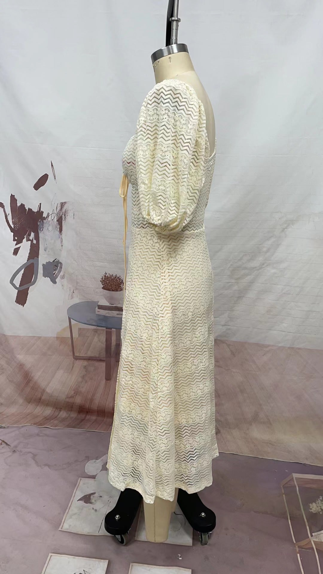 V neck Short Sleeve Dress Casual