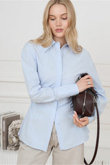 Vintage Cotton Ruched Waist Slim Fit Blouse