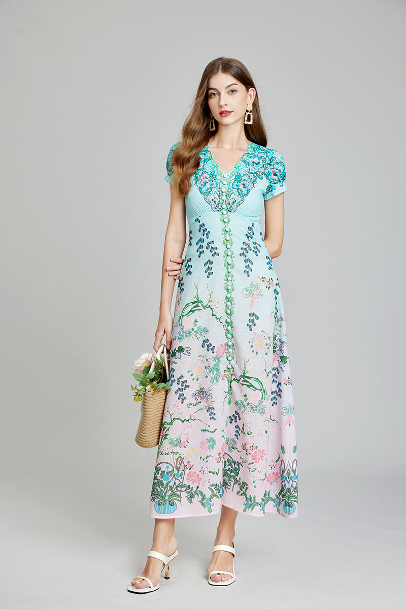 Printed Daily Elegant A Line Maxi Dress