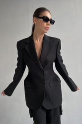 Sculpted Waist Double Button Blazer