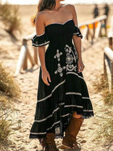 Lace Hem Slim Black Long Dress