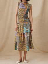 Multicolor Botanical Print Midi Dress