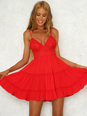 European and American lace strap mini dress