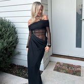 Alisha Off-Shoulder Dress - Black