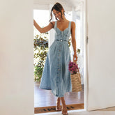 Denim Lush Midi Dress - Blue