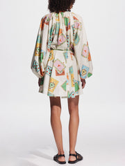 Unique Art Print Bubble Graceful Long Sleeve Versatile Mini Dress Dresses