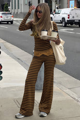 Striped Cami Bolero and Foldover Pants Set