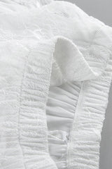 Lace Sheer Split Ruffle Asymmetrical Skirt