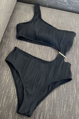 Textured Patchwork Cutout One Piece Swimwear