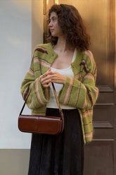 Striped Color Block Knit Loose Cardigan
