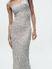 Sequin Slip Round Neck Dress
