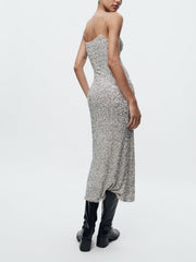 Sequin Slip Round Neck Dress