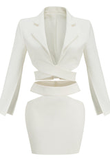 Cut Out Blazer Top + Mini Skirt Set