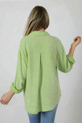 Blouse Textured With Buttons Clothes