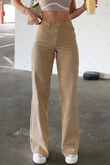 High Waist Slim Straight Leg Jeans