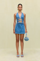 Denim Suspender Mini Dress