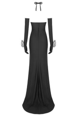 Afaf Halter Flower Detail Maxi Dress