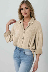 Blouse Textured With Buttons Clothes