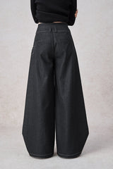 Swinging Symphony Fake Two-Piece Wide-Leg Jeans