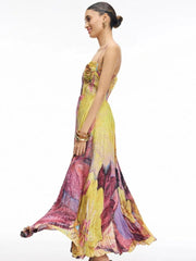 Kiara Multicolored Ikat Print Maxi Dress