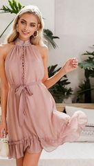 JuliaFashion - Vintage Ruffle Sexy Sleeveless Dress