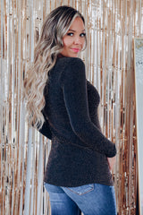 Arm Out In Top Long Metallic Cut Sparkle Black Tops