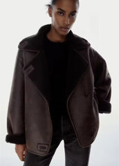 Vintage Style Double-Sided Faux Leather Jacket
