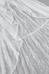Lace Sheer Split Ruffle Asymmetrical Skirt