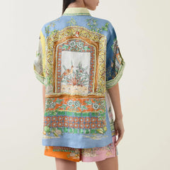 Exquisite Unique Print Button Shorts Two-piece Set