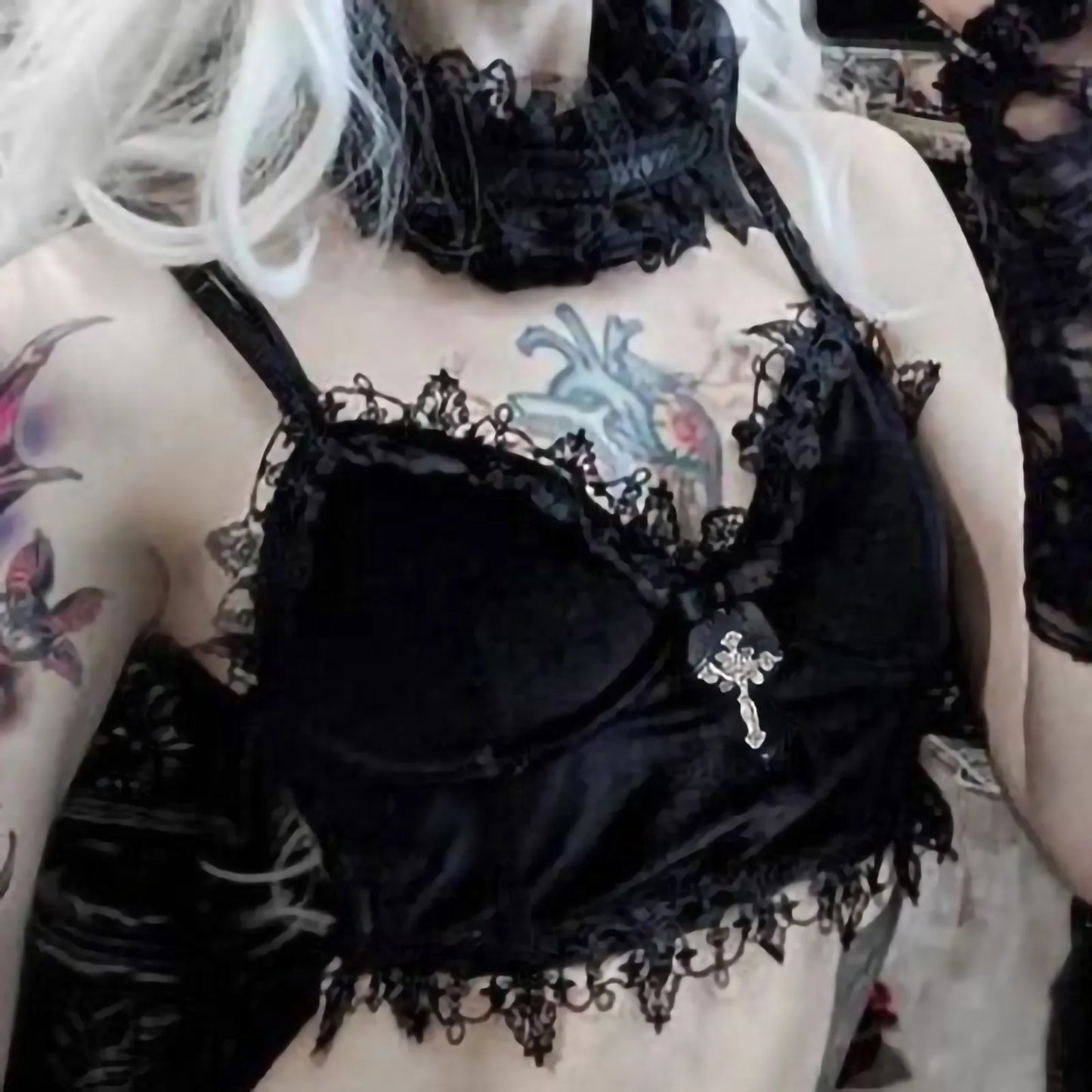 Gothic Bandage Velvet Sleeveless Lace Crop Top