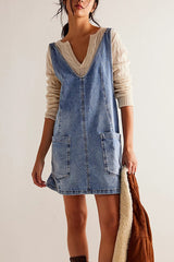 Mini Suspender Denim Dress