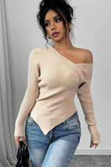 Elegant Cut Out Shoulder Sweater