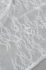 Lace Sheer Split Ruffle Asymmetrical Skirt