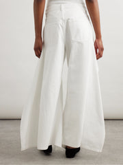 Ruffled Mid-Rise Wide-Leg Jeans