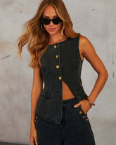Frenzy Denim Vest - Black