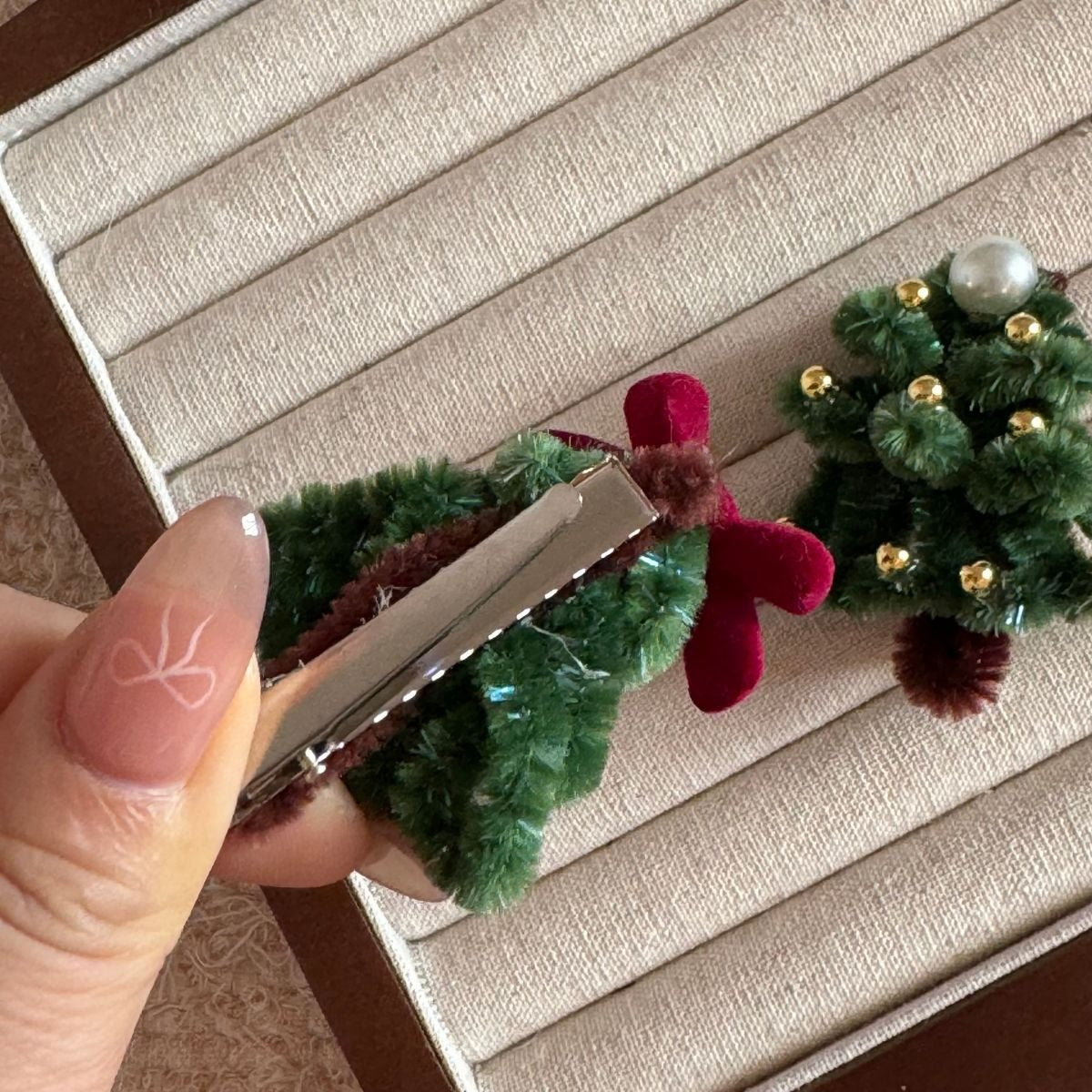 Handmade Pipe Cleaner Christmas Tree Retro Hair Accessory