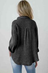 Blouse Textured With Buttons Clothes