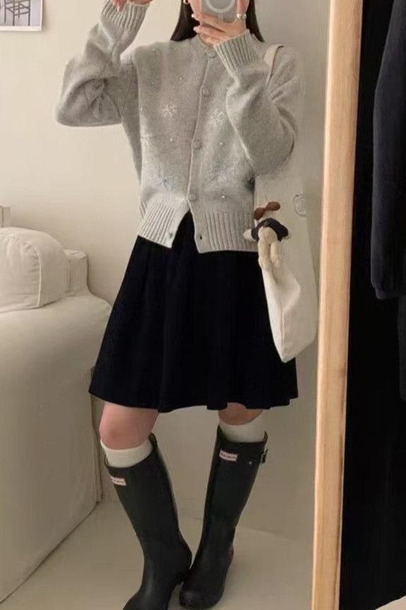 Snow Pattern Knit Christmas Cardigan