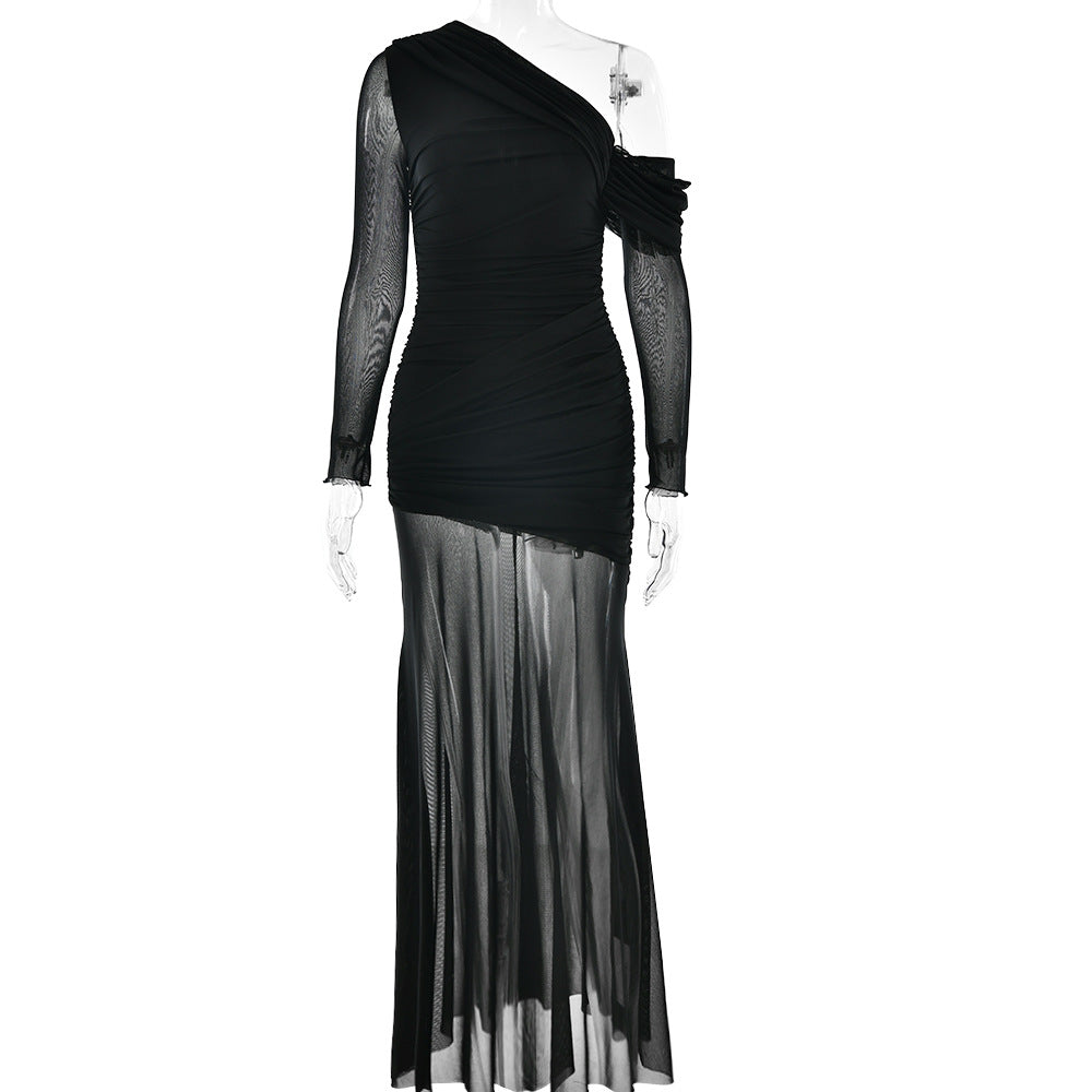 Soprano One-Shoulder Dress - Black