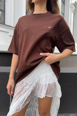 Lace Sheer Split Ruffle Asymmetrical Skirt